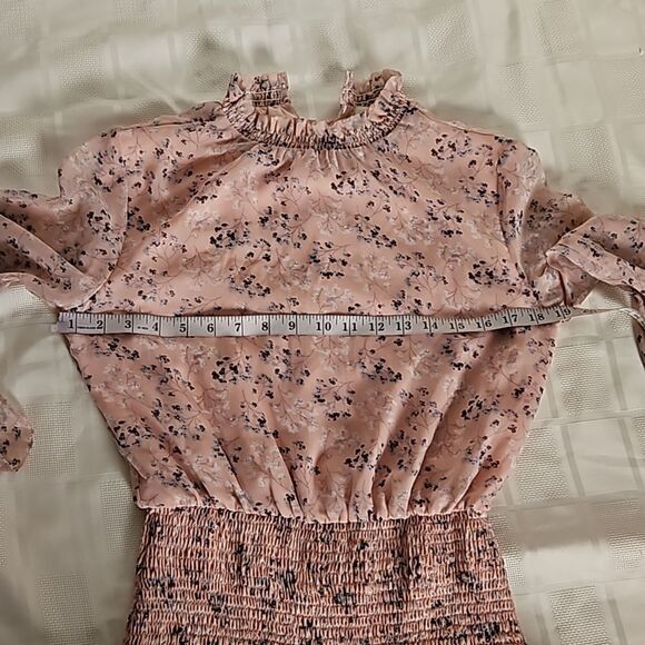 Honey Chelsea Women's Floral Ruffled Long Sleeves Mini Dress XS Pink - Picture 10 of 16